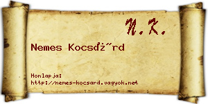 Nemes Kocsárd névjegykártya
